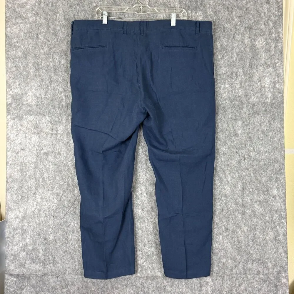 JoS A Bank Reserve 100% Linen Navy Blue Dress Pants Mens 42WX28L Lightweight